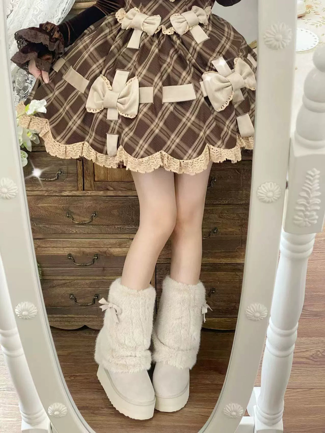 Pure Tea For Dream~Winter Love Song~Winter Lolita Mid-Calf Boots Plush Snow Boots Thick Sole