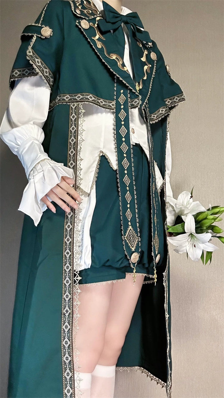 Letters from Unknown Star~Divine Envoy~Ouji Lolita Shorts Suit Military Lolita Coat and Shirt 41838:715592