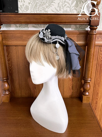 (BFM)Alice girl~Nautical Treasure Map~Retro Lolita Pirate Hat and Small Top Hat black small top hat  