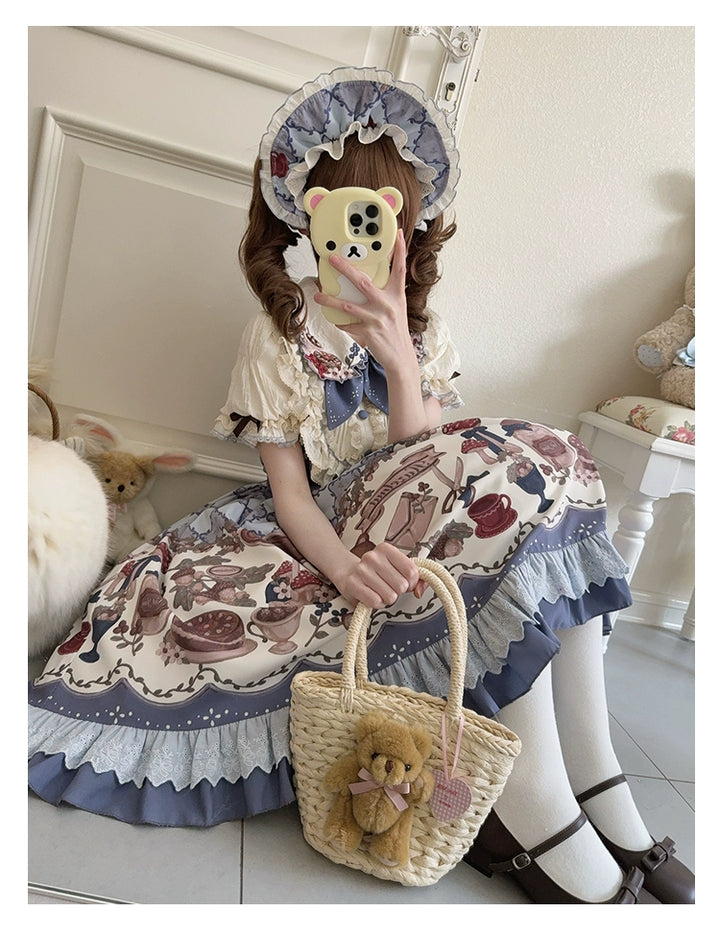 Spireme Cat - Hazelnut Bear - Kawaii Lolita Dress, Bear & Dessert Print