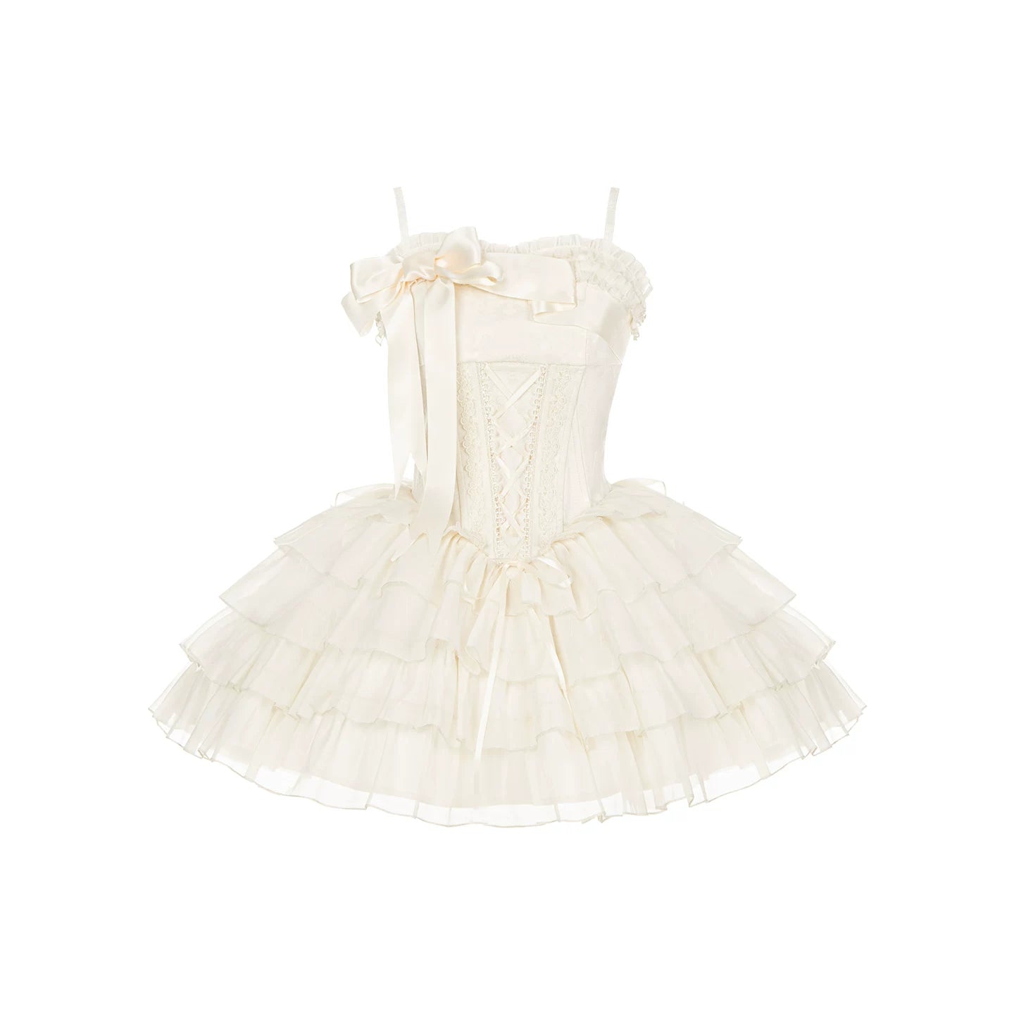 MistKiss Lily - Classic Lolita Tiered Hem JSK Dress, Fishbone Waist (L M S) 45318:853779