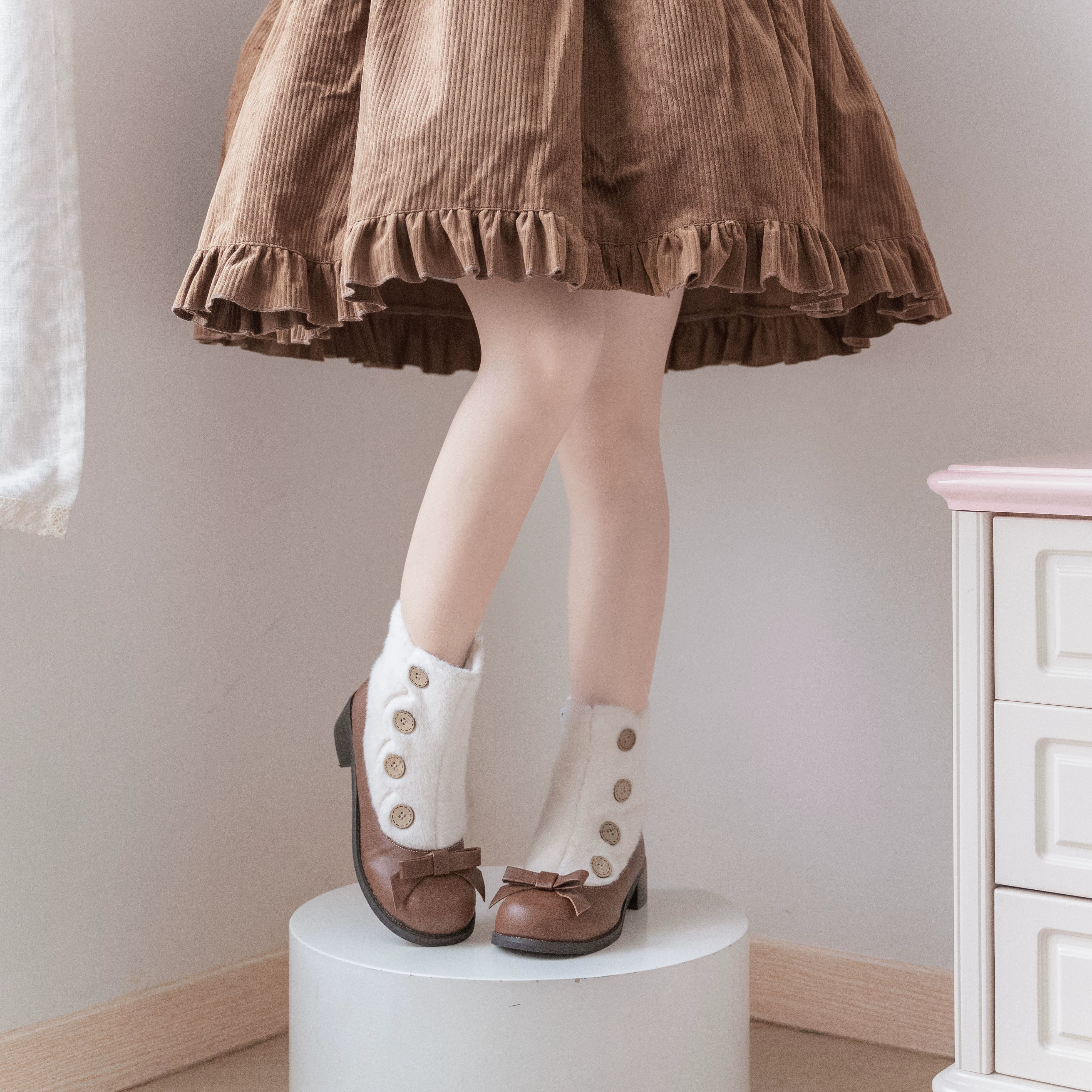 Dolly Doll~Winter Lolita Boots Fur Mary Jane Lolita Low Heel Shoes 32674:403482