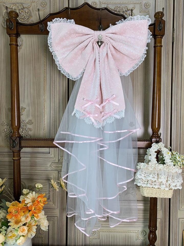 Flower Banquet~Wishing Star~Sweet Lolita Blouse Princess Sleeve Shirt and Accessories Pink Bow Trailing Only S