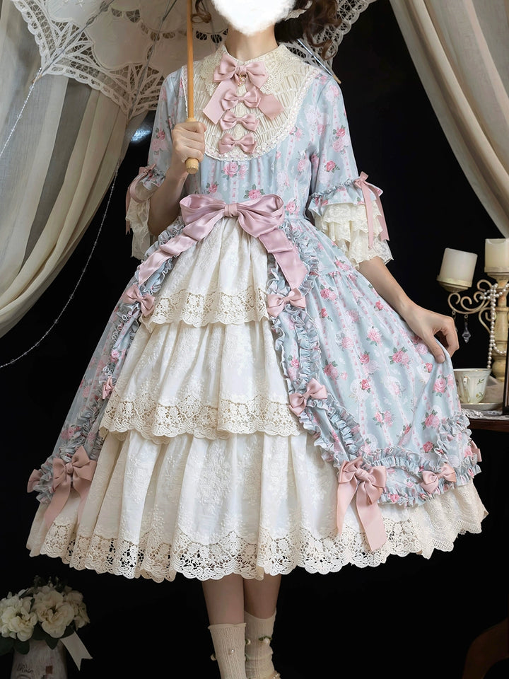 Miss Point~Lilyka Garden~Classic Lolita OP Dress Elegant Floral Wall Princess Sleeve