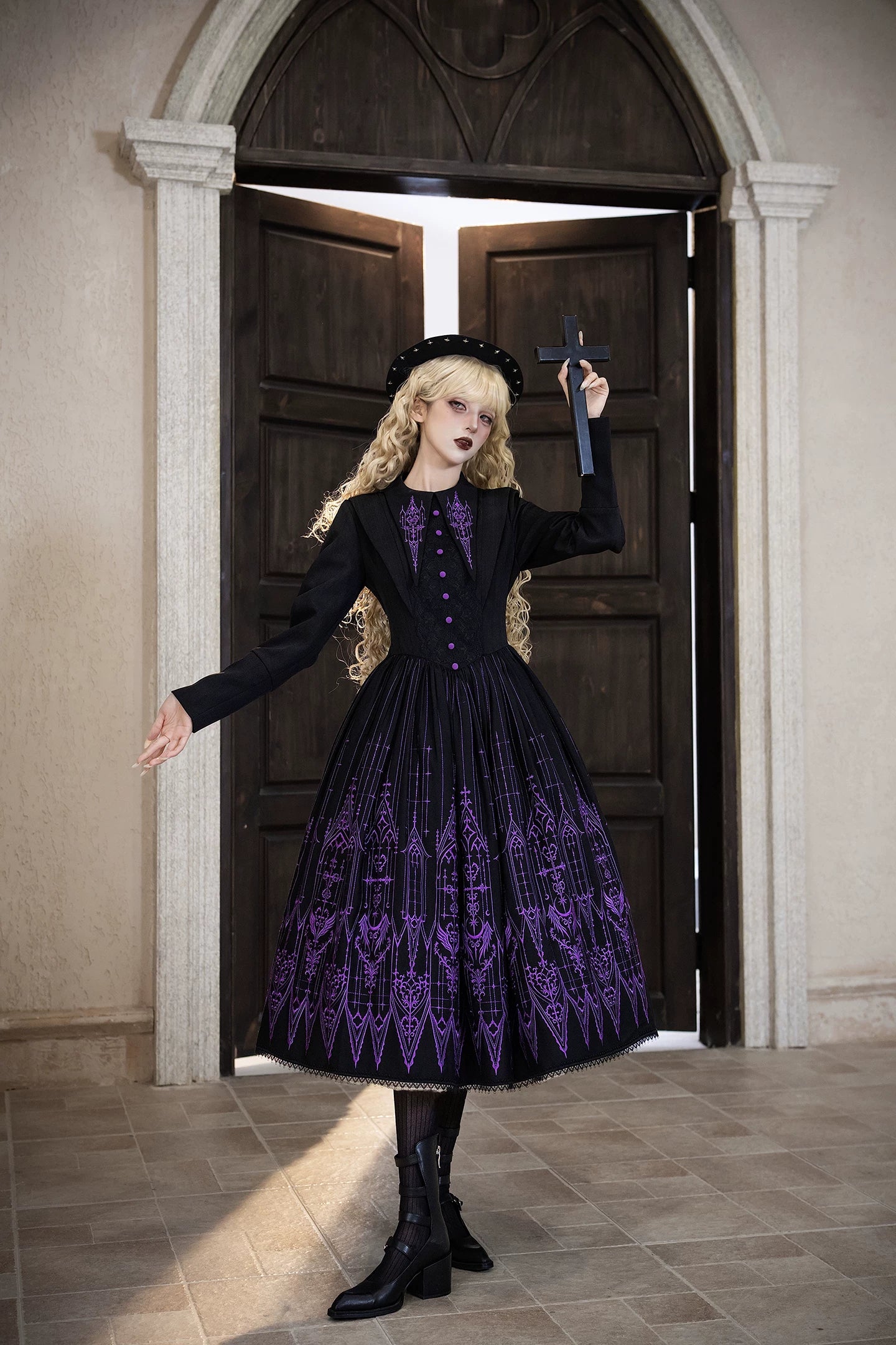 Dream Window - Gothic Lolita Church Embroidery OP Dress, Back Zipper (L M S XL) 44510:811332