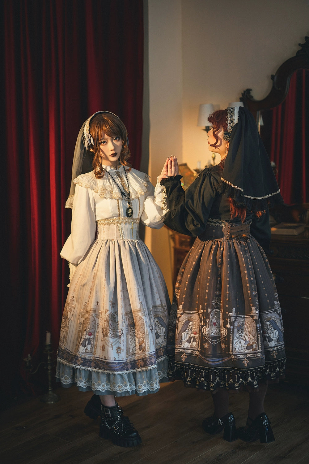 Miss Point - Demon Hunting Notes - Fishbone Gothic Lolita Skirt 33614:433752