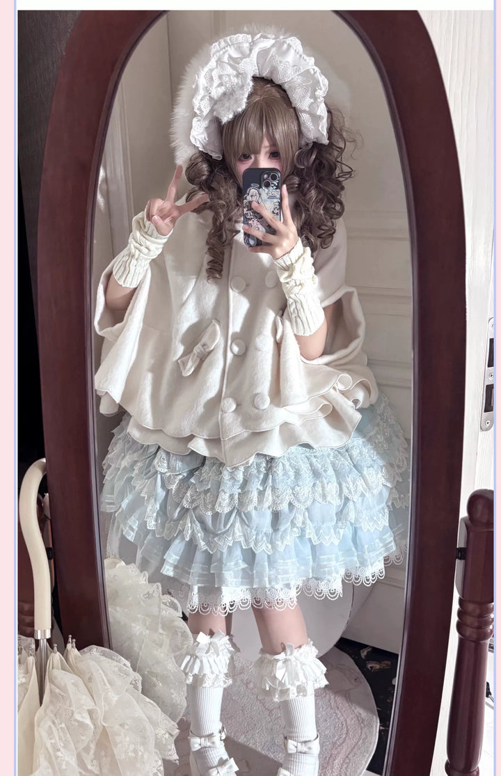 Yayizi~Sweet Lolita Cape Winter Plush Lolita Coat 41364:691404