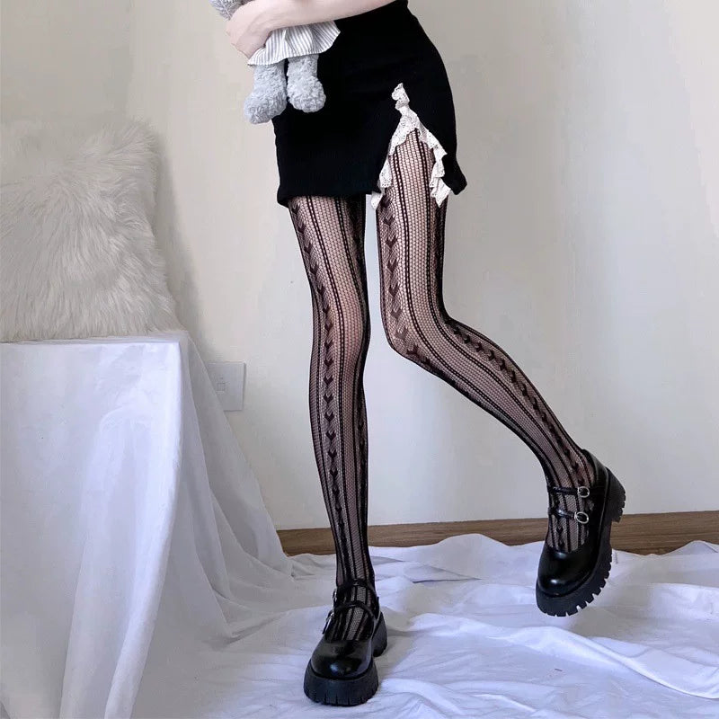 Gothic Lolita Fishnet Tights, Plus Size Friendly