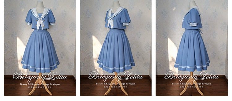 Beleganty - Sea and Wind Separate SP3.0 - Sailor Lolita Puffy Sleeve Blouse 43389:775323