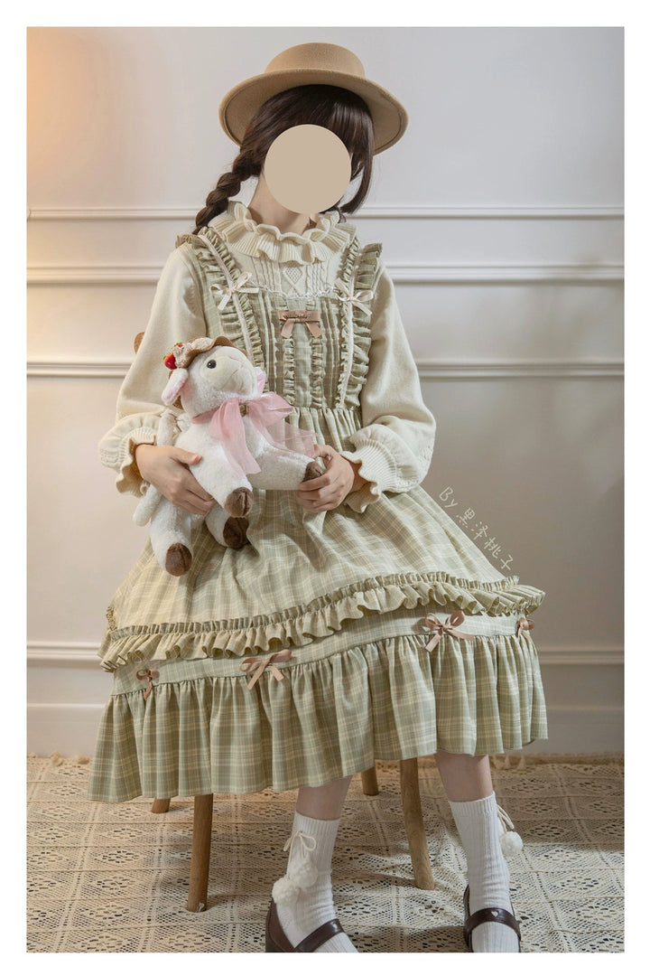 EESSILY~Green Fairy Tales~Classic Lolita Plaid JSK Plus Size Lolita Dress   