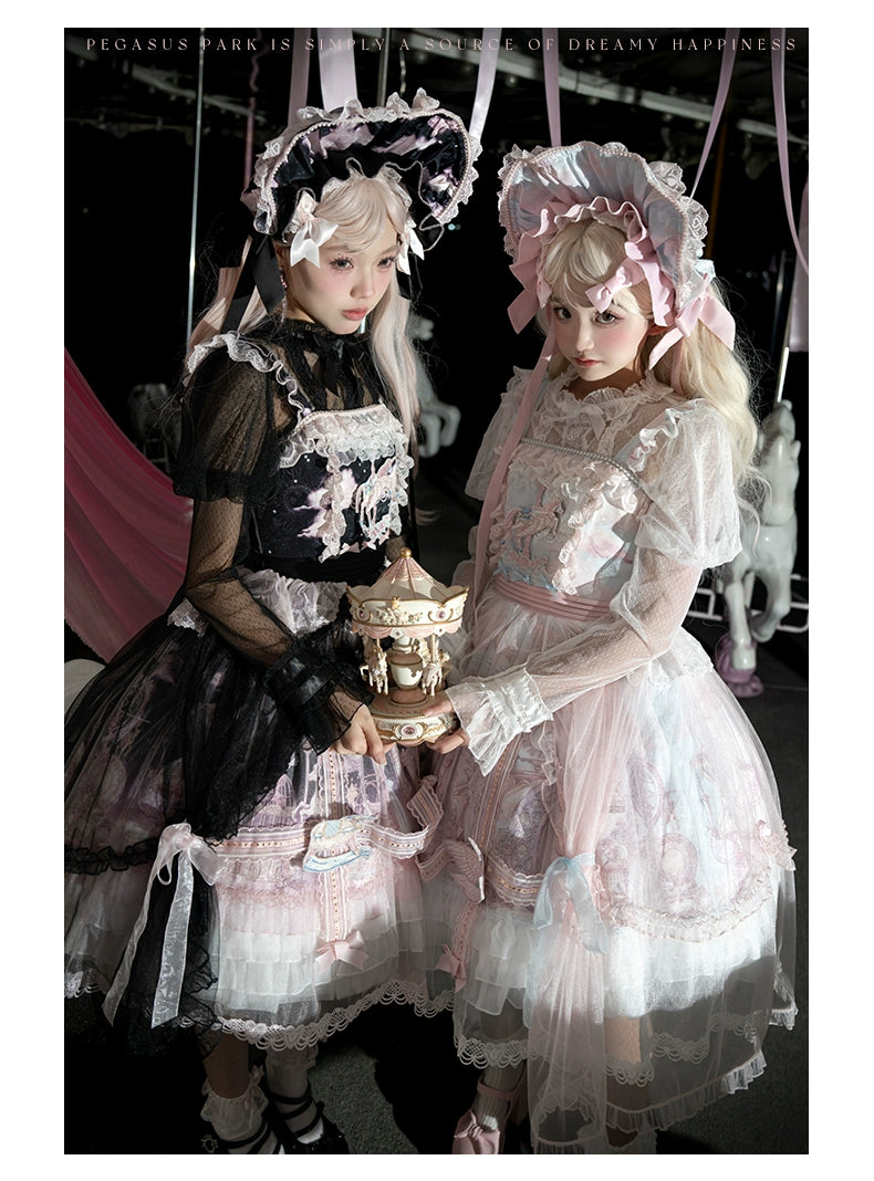 Urtto~Pegasus Park~Sweet Lolita JSK Dress Dual Color Princess Lolita Dress Set