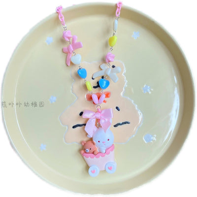 Bear Doll~Sweet Lolita Rabbit Necklace  Sweater Chain JK Accessories pink cradle bunny  