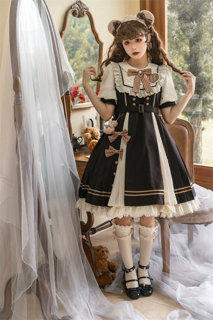 Letters from Unknown Star~Chocolate Workshop~Elegant Lolita OP Daily Short Sleeve Dress   