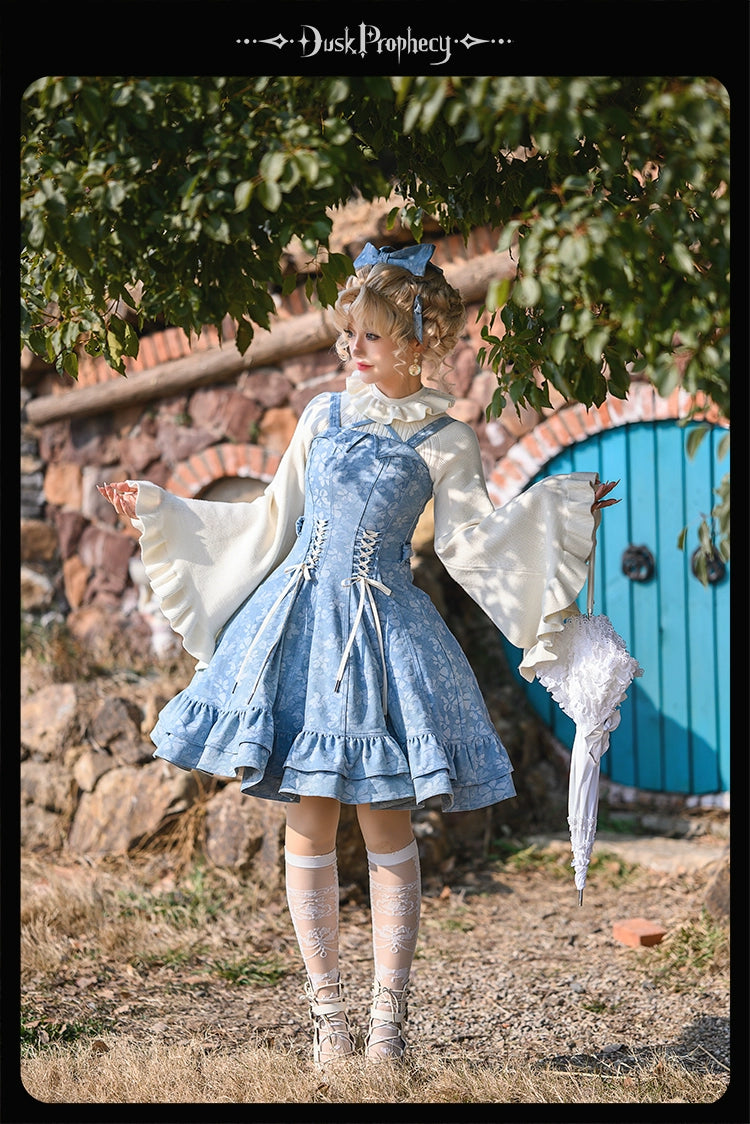 DuskProphecy~Egret 2.2-3.1 Version~Sweet Lolita Denim JSK Bust-Supporting Dress