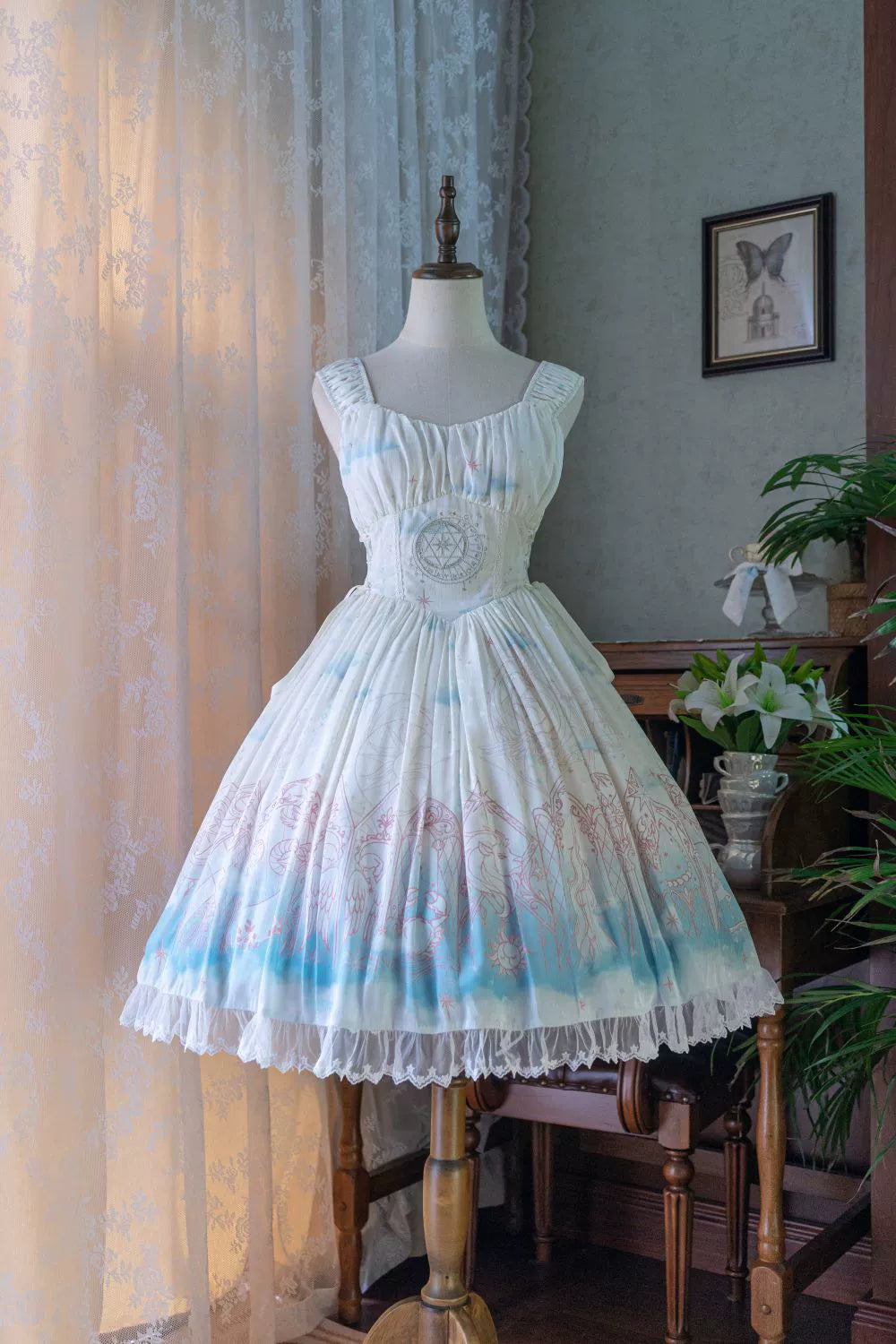 (BFM)Time Soild~Elegant Lolita JSK Dress 12 Constellation Gradient Color Dress S white and blue gradient 