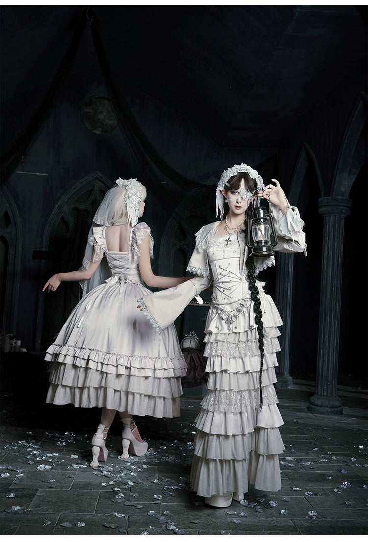 With PUJI - Letter and Poetry · Humanoid Robot - Silver Gothic Lolita Mermaid Skirt Set 43861:787639
