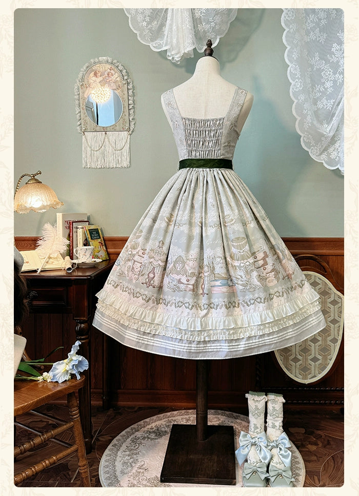 Alice Girl~Iris Study Room~Classic Lolita JSK Elegant Lolita Dress With V-neck   