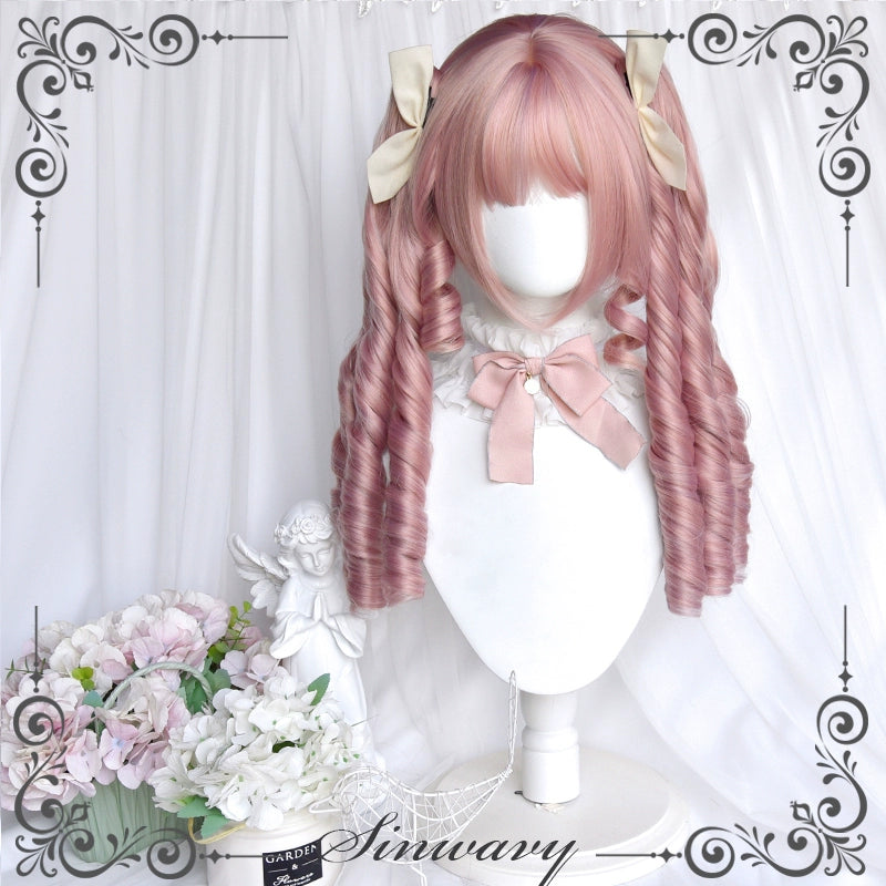 Sinwavy - Sweet Lolita Wig, Detachable Roman Curl Ponytail Short Wig + Ponytail (with hair net + tail comb)