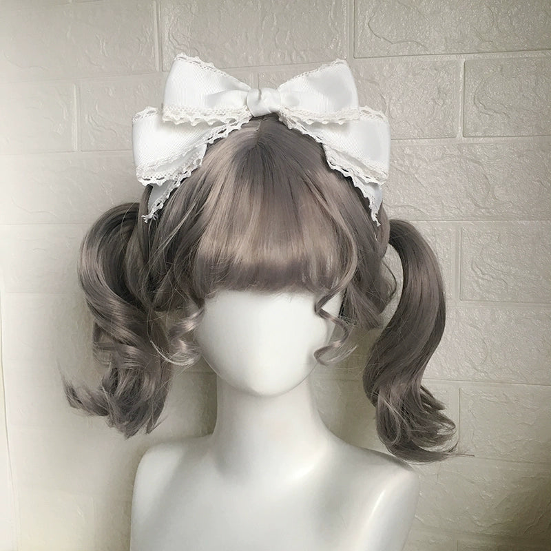 Qingyi Handmade~Sweet Lolita KC Multicolor Bow Lolita Headwear White  