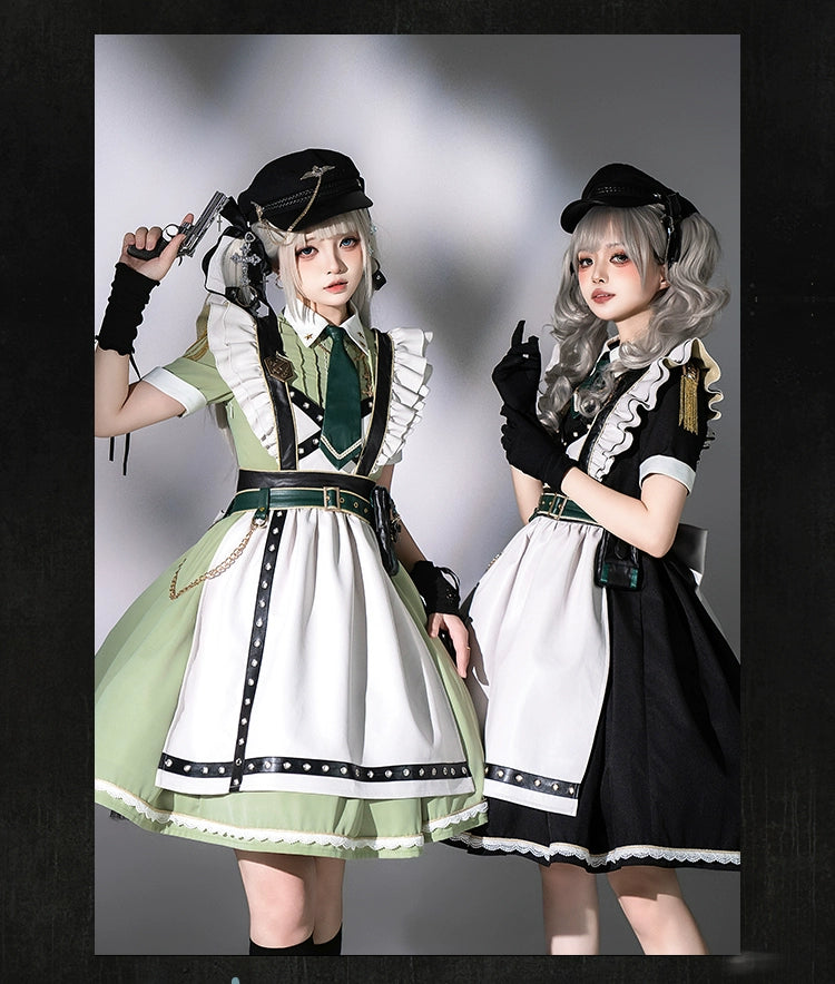 Forest Fluorescent Carps~Girl's Weapon~Military-Inspired Maid Lolita OP Suit