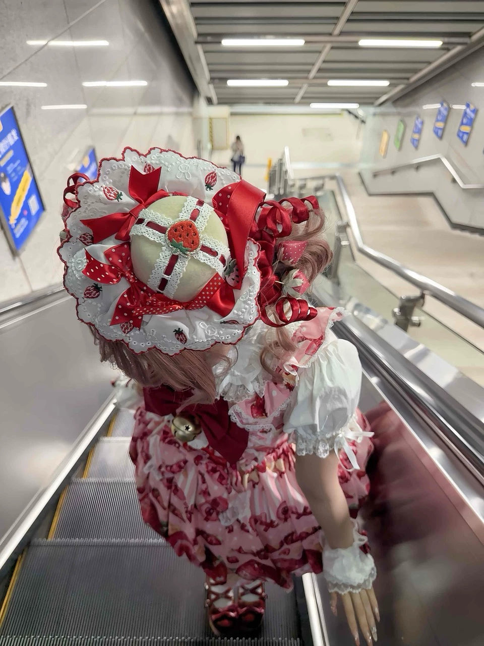 Strawberry Sweetheart Cake - Sweet Lolita Salopette & JSK, Strawberry Print