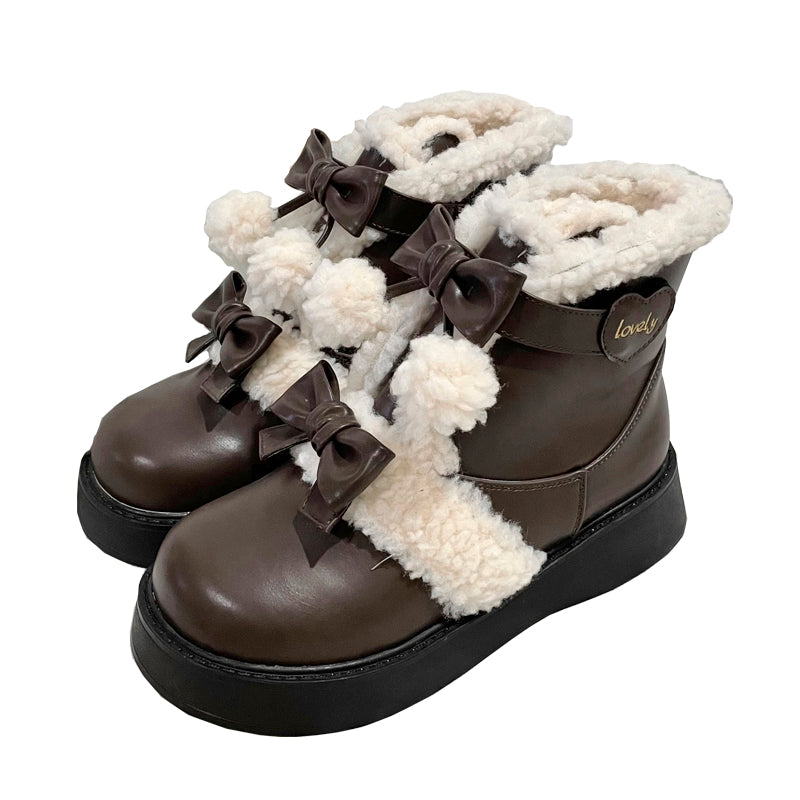 Beauty Bunny~Furry Bear~Winter Cute Lolita Shoes Short Snow Boots   