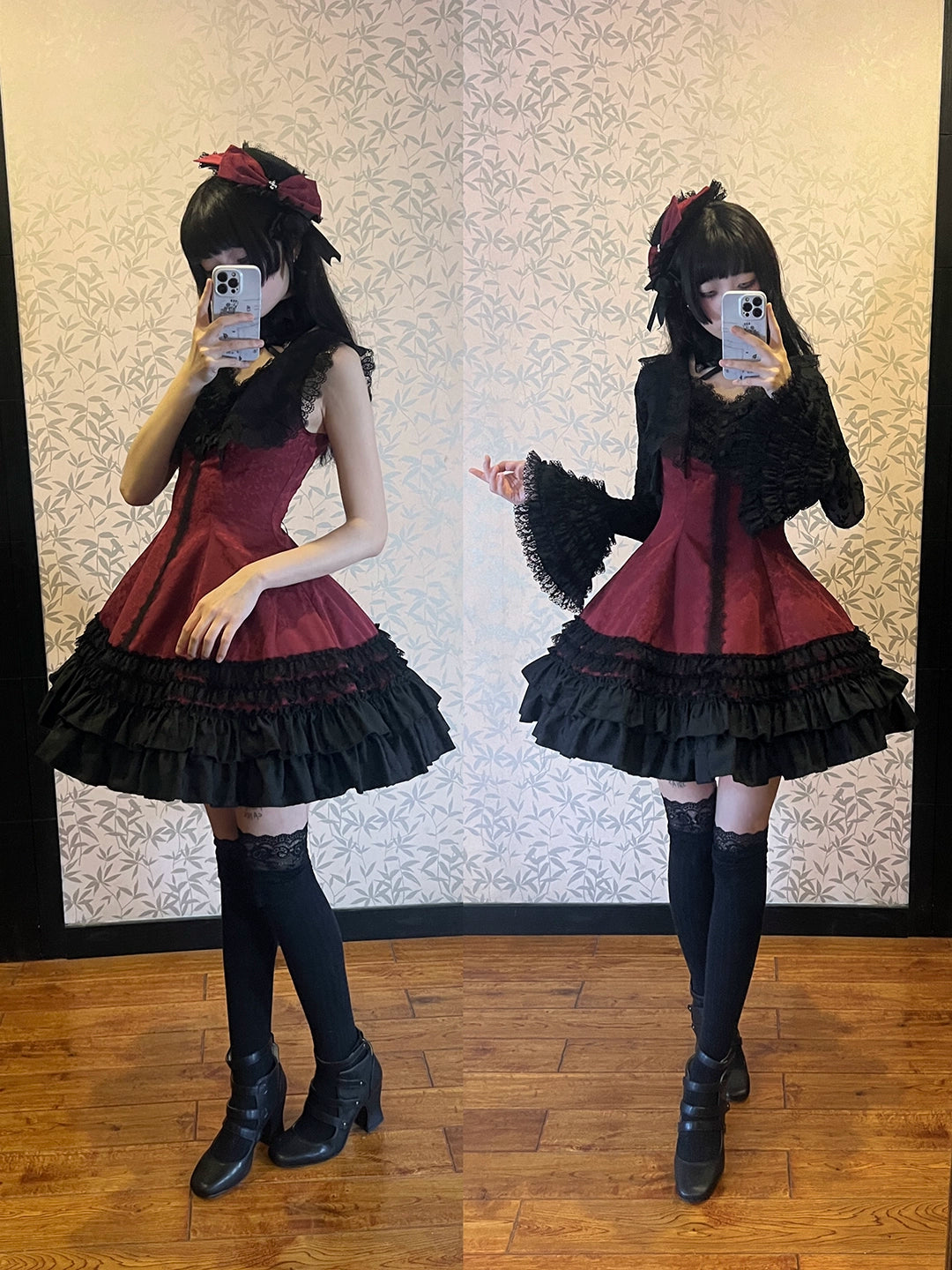 MILU ORIG - Six-Panel Gothic Lolita JSK Dress, Tiered Ruffles