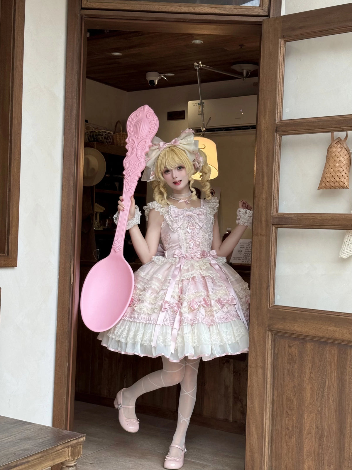 Jenny Love Song - Sweet Lolita Jacquard JSK Dress Set, Detachable Bows (L M S) 46118:875619