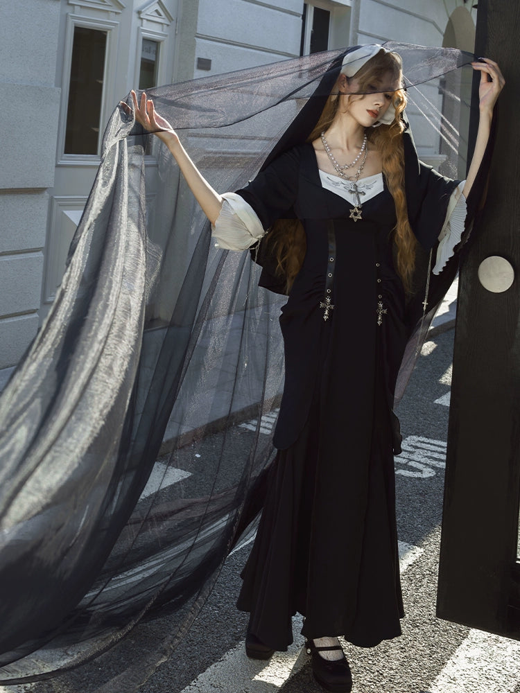 CHUNLV LOLITA - Night Cathedral - Halloween Nun Lolita OP Suit Gothic Dress Set OP Only S