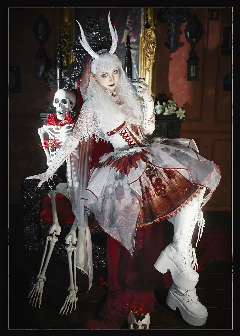 Bone Dragon - Gothic Lolita Corset JSK Dress Set with Embroidery 45654:856907