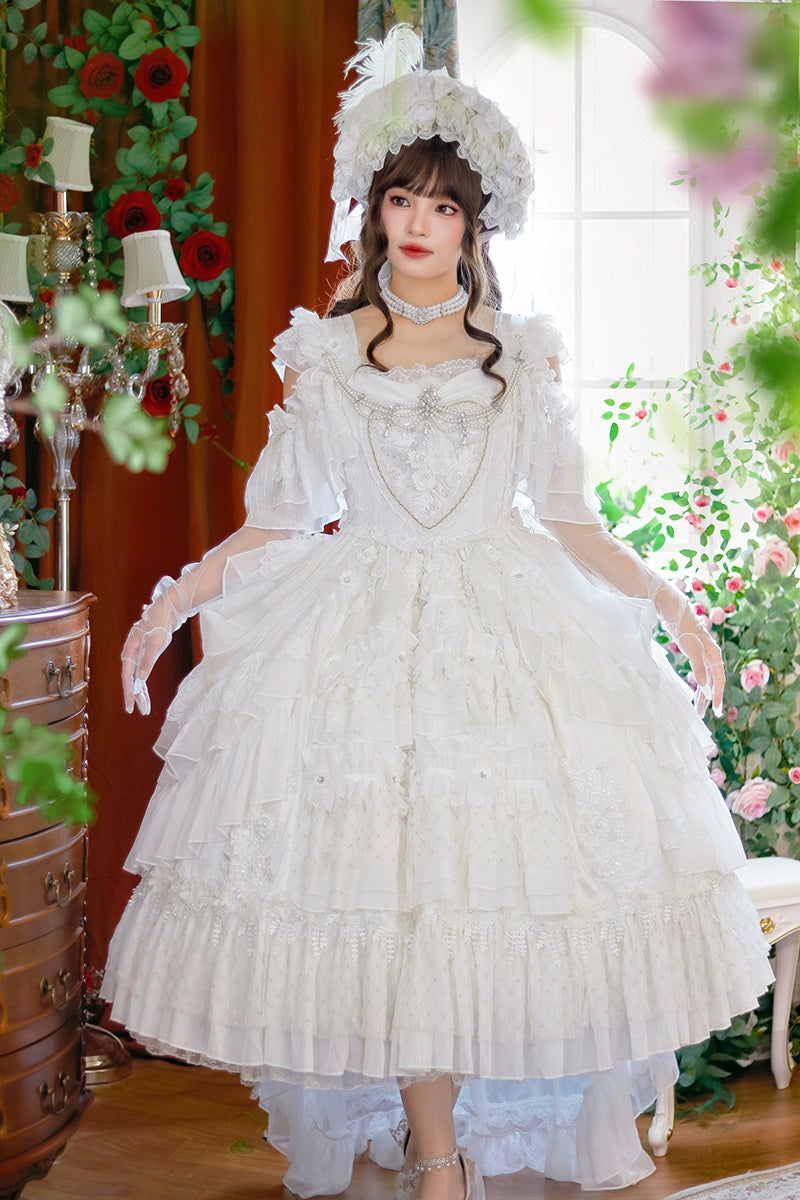 One Night~Dolores~Wedding White Lolita Dress Princess Bridal OP