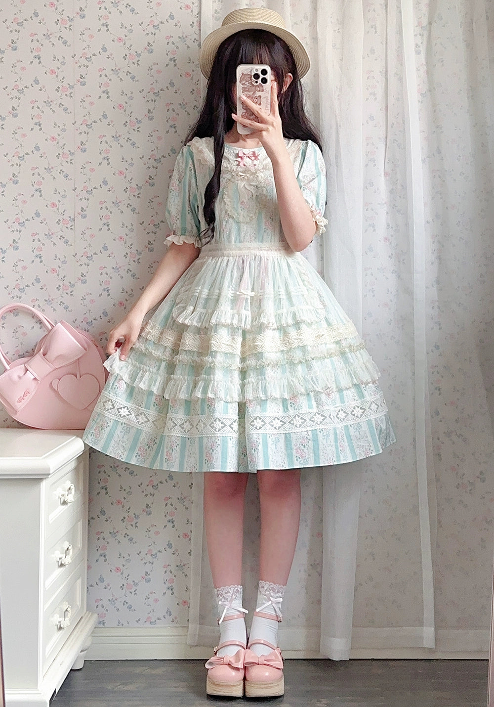 Miss Point~Customized Elegant Lolita OP Dress Cute Daily Girl Short Lolita Dress   