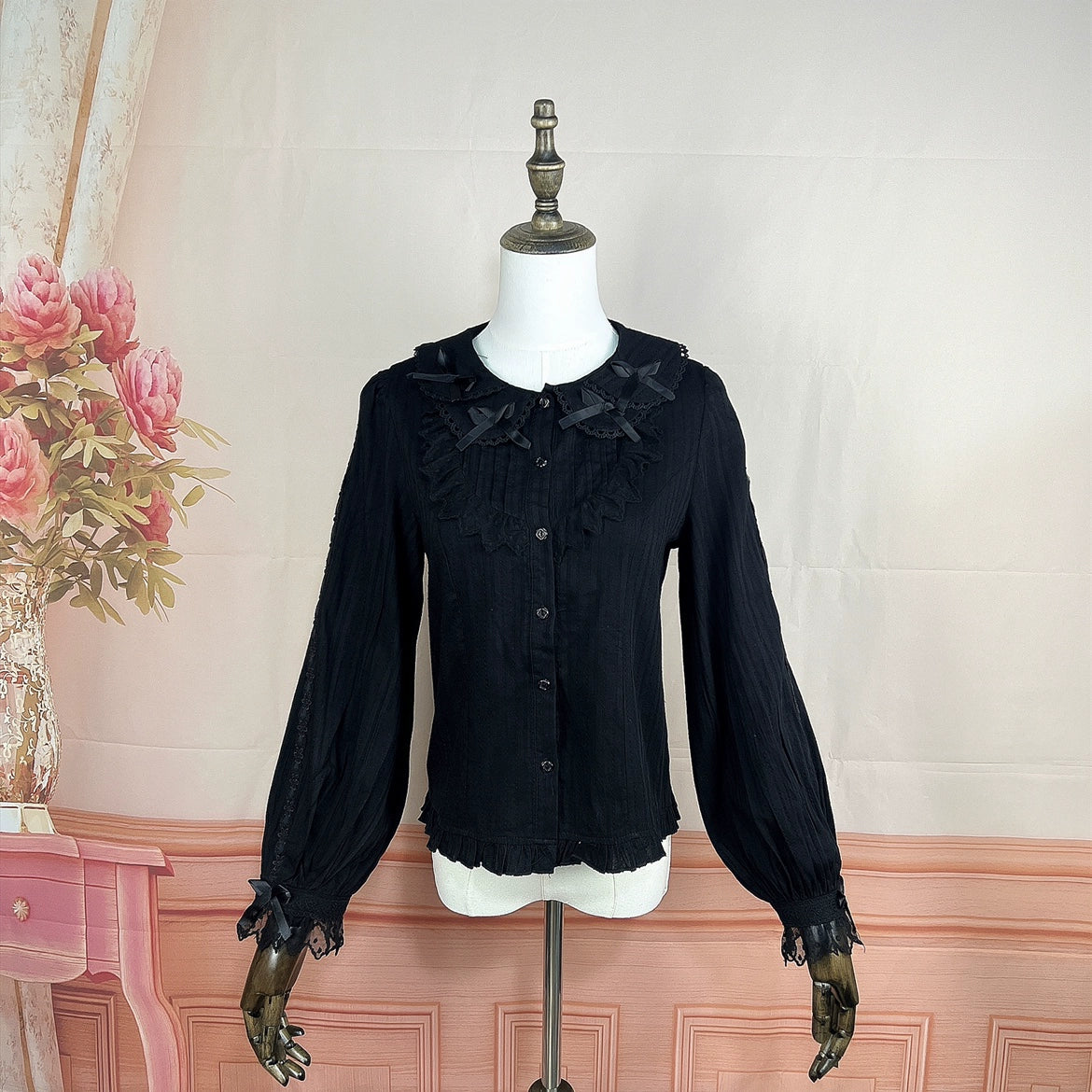 DMFS Lolita - Sweet Lolita Long Sleeve Shirt with Doll Collar S black