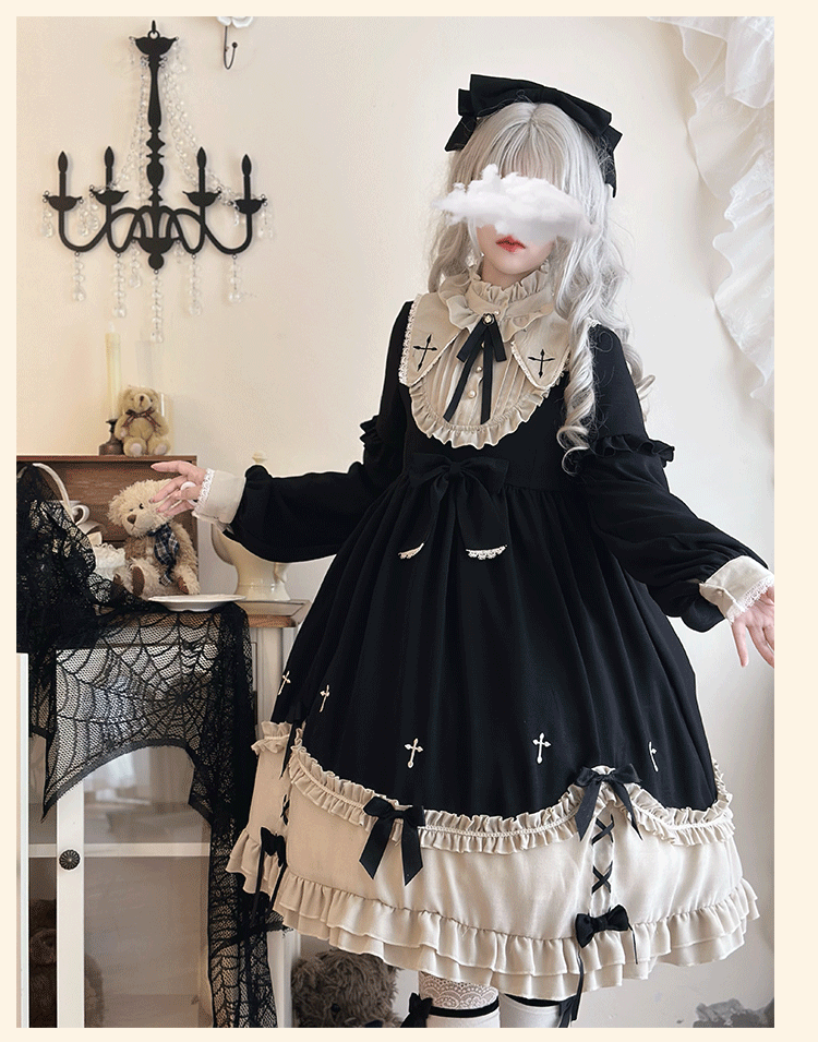 Niu Niu~Plus Size Lolita OP Dress Vintage Lolita Winter Dress   