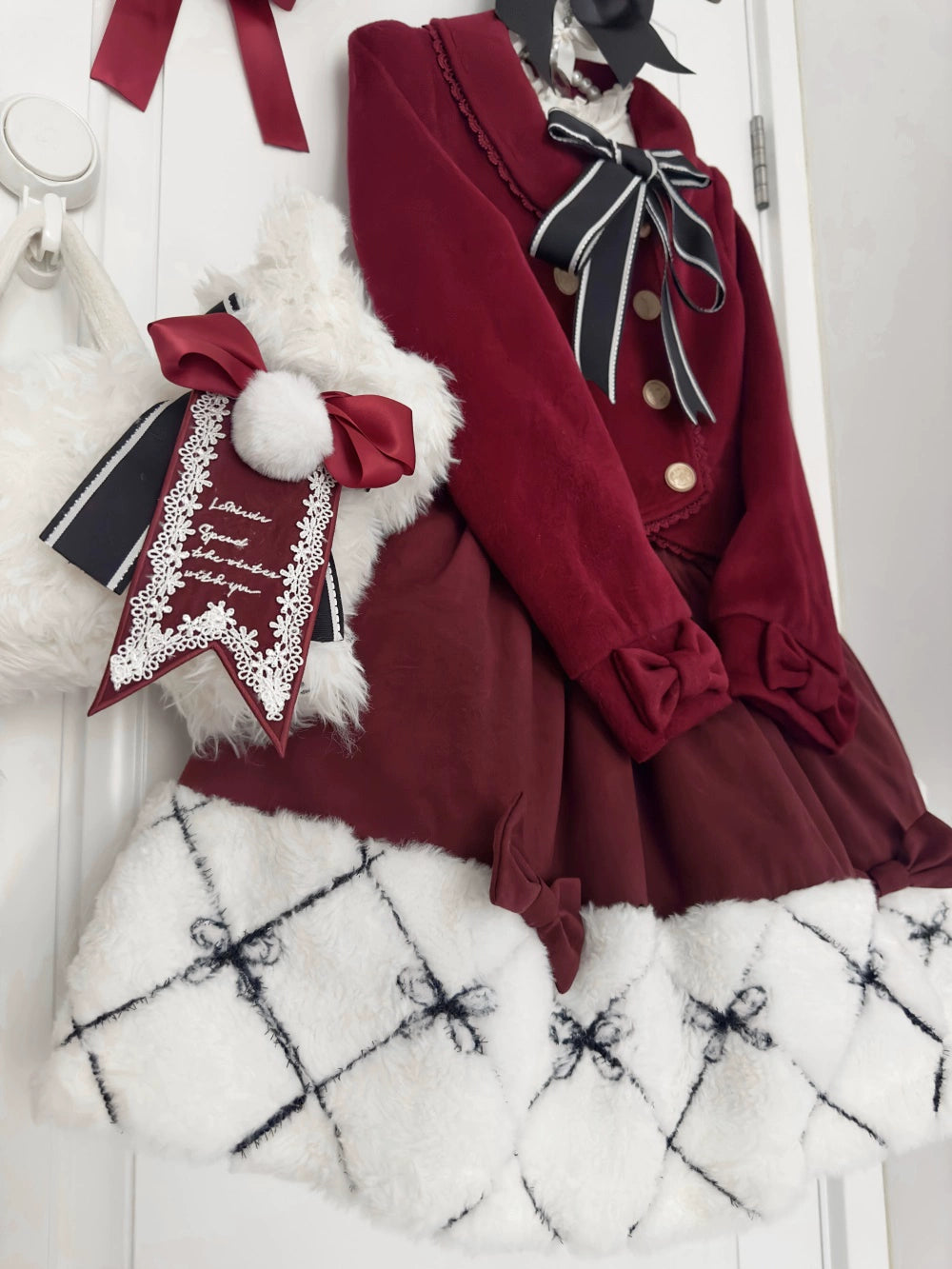 LeMiroir~Winter Solstice Coat~Sweet Lolita Woolen Coat Embroidery Skirt Short Outwear 40360:657186