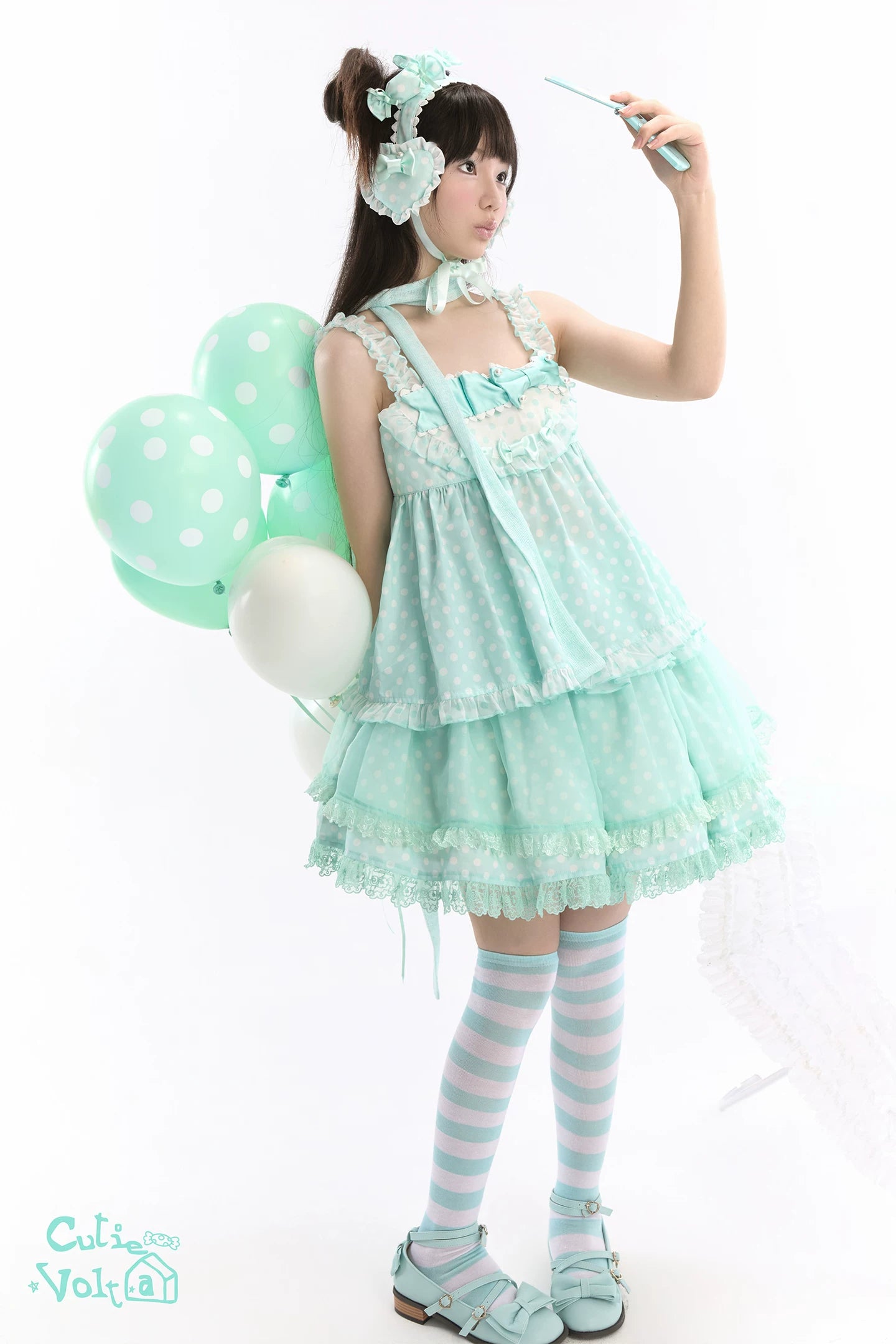 Candy Cottage - Old School Lolita Polka Dot Dress & Top Skirt Set 45522:851811