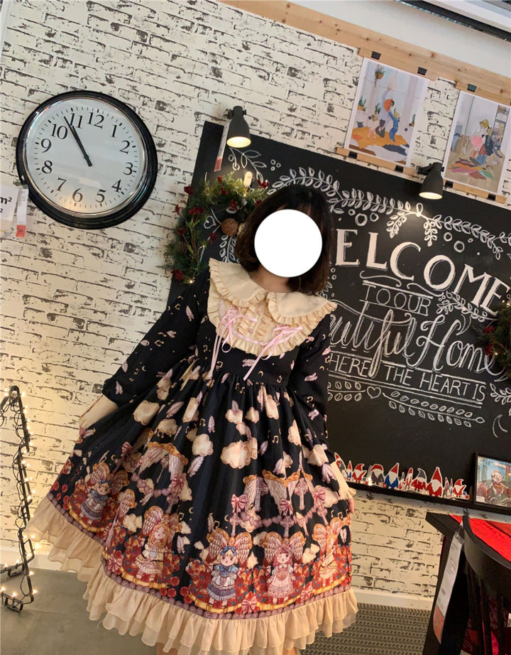 Niu Niu~Heavenly Movement~Plus Size Lolita OP Dress Vintage Long Sleeve   