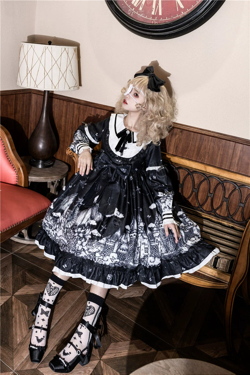 Sugar Girl - Nocturnal Castle - Gothic Lolita OP Dress, Back Zipper 43926:789989