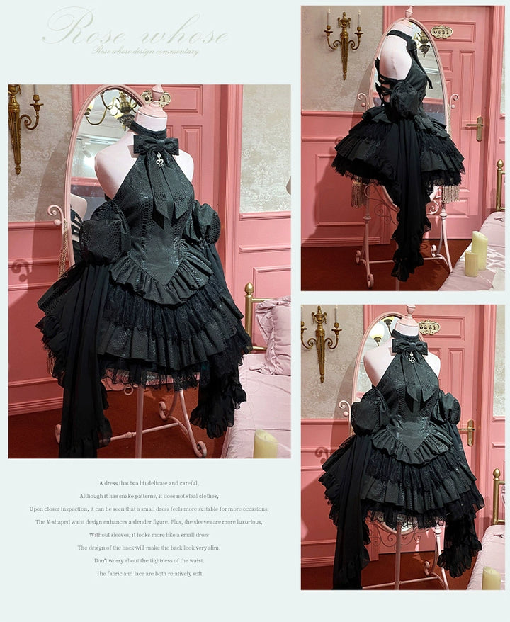 Diamond Honey~Desire Serpent~Gothic Lolita JSK Dress Snake Print Slimming Backless Dress   