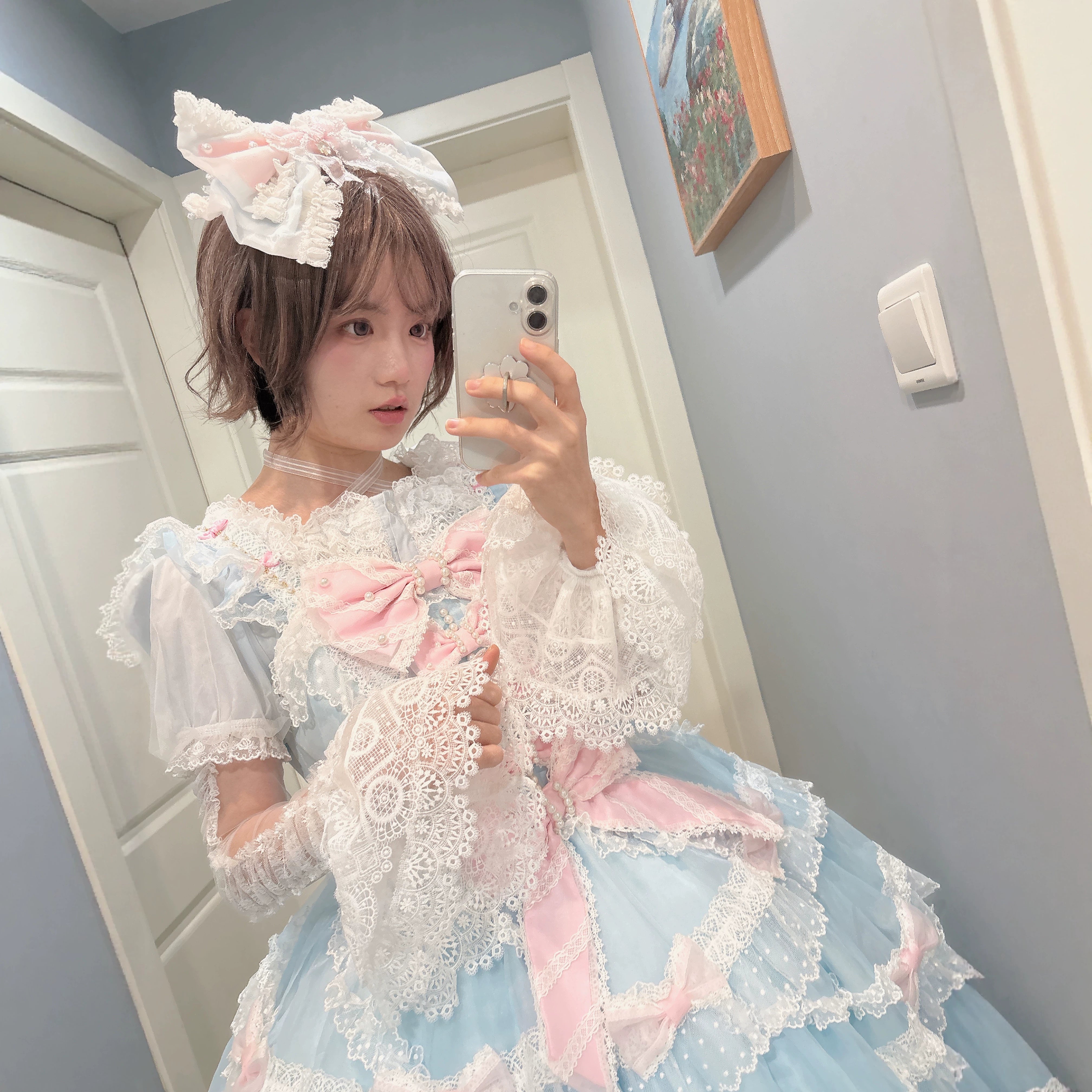 Frosted Starlight - Old School Lolita Blouse, Detachable Sheer Sleeves 44613:814446