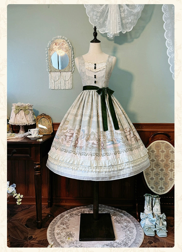 Alice Girl~Iris Study Room~Classic Lolita JSK Elegant Lolita Dress With V-neck   