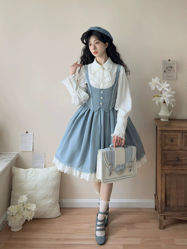 DMFS Lolita~Dreamland of Enchantment~Classic Lolita JSK Retro Bust-supporting Lolita Dress