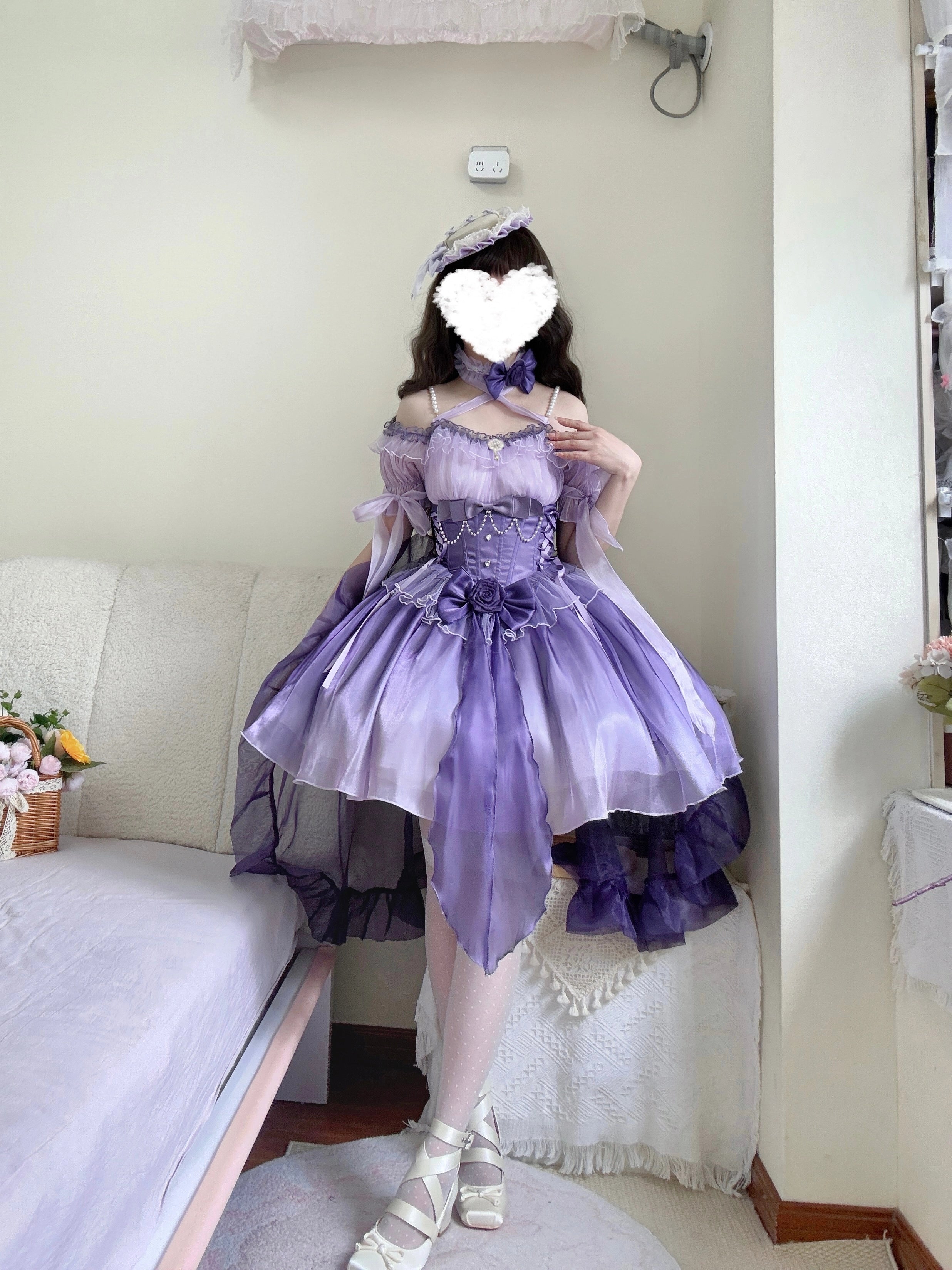 Meowing and fruity - Midsummer Dream - Gradient Color Wedding Lolita JSK Dress Set, Fishbone Waist (L M S XL) 44337:803897