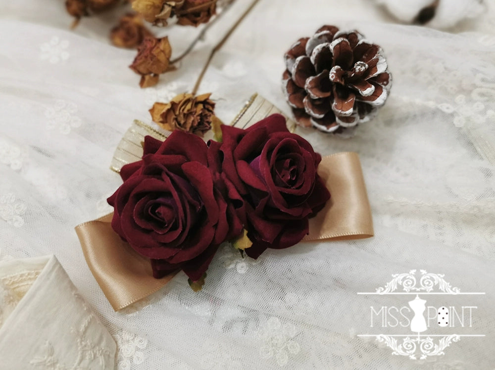 Miss Point - Praise of Abundance - Country Lolita Print Accessories Rose 2-in-1 Brooch - Not Sold Separately