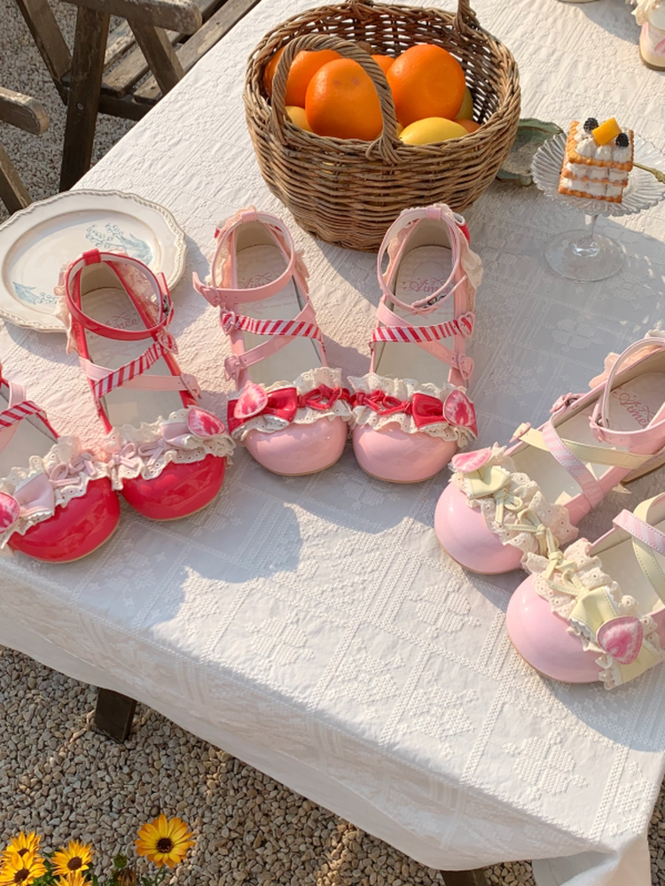 Strawberry Limited - Sweet Lolita Mary Jane Shoes, Strawberry Print 45984:870698