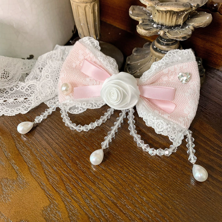 Flower Banquet~Wishing Star~Sweet Lolita Blouse Princess Sleeve Shirt and Accessories Pink Side Clip/Brooch 2-in-1 Only S