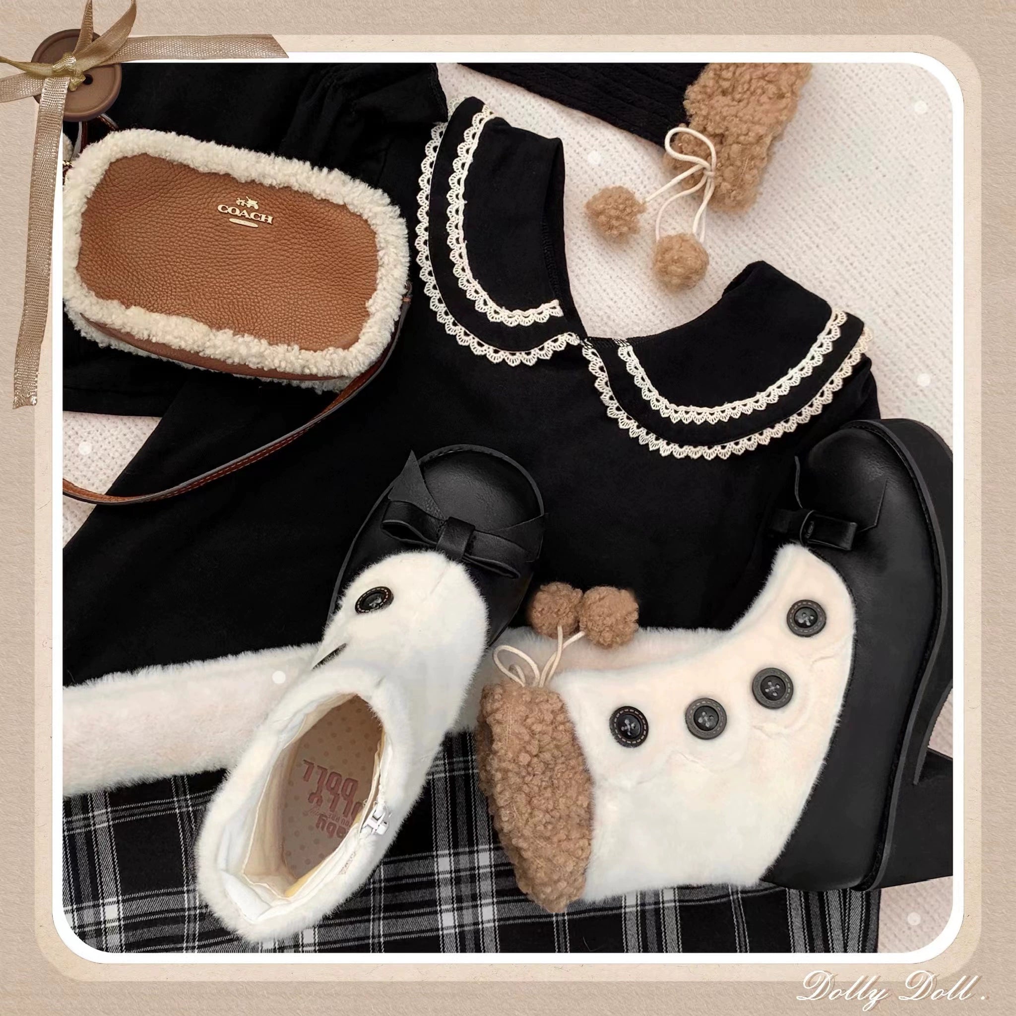 Dolly Doll~Winter Lolita Boots Fur Mary Jane Lolita Low Heel Shoes 32674:403326