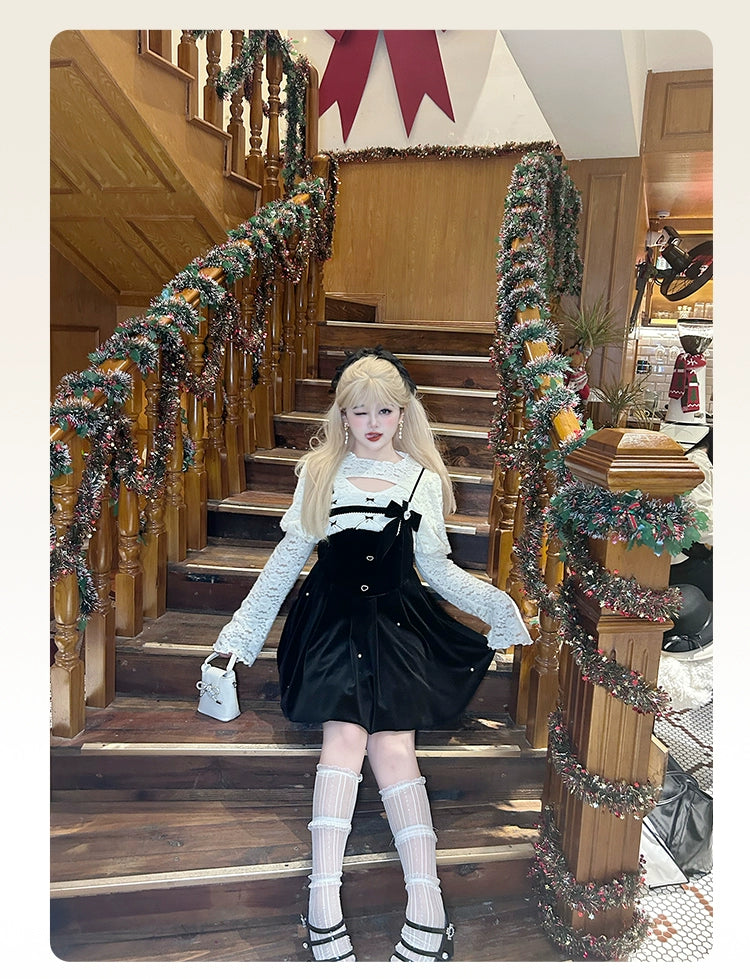 Hard Candy~Plus Size Elegant Velvet Lolita Bud Dress Set   