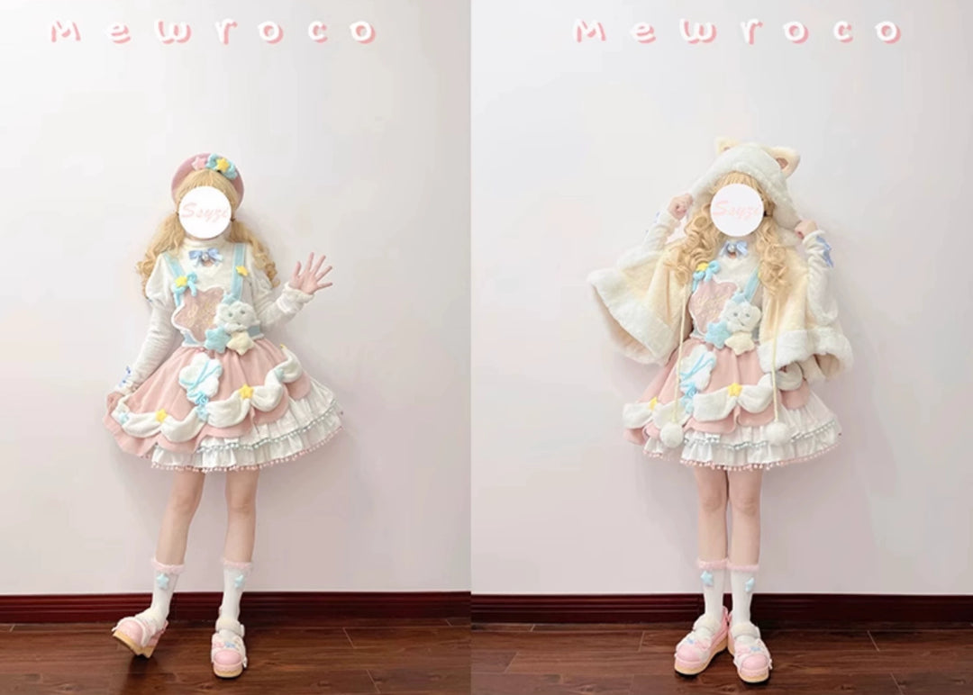 Mewroco~Lucky Star~Winter Sweet Lolita SK Kawaii Cat Ear Cape Suit 40052:650030