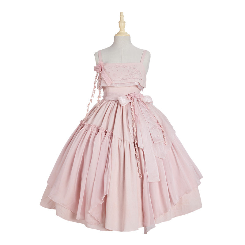 Nuit De Cellophane~Elegant Lolita JSK Dress Irregular Skirt Summer XS Pink JSK 